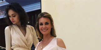 41-летняя Любовь Толкалина для выхода в свет с дочерью выбрала платье с экстремальным декольте